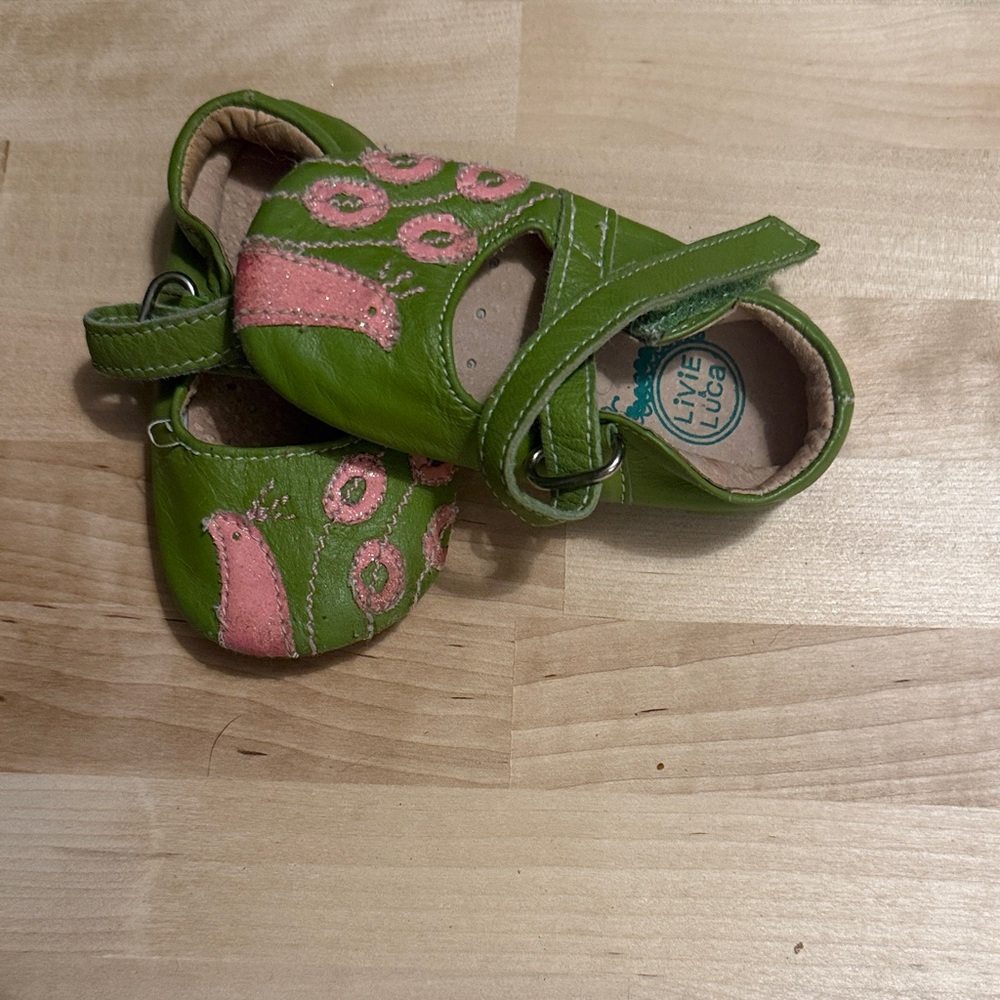 Livie & Luca Green Shoes with Pink Details